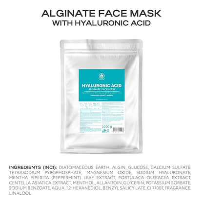 Name Skin Care Alginate Powder Face Mask with Hyaluronic Acid - 2.2lb, 40 Applications - Peel Off Korean Beauty Natural Fascial Skincare - Hydrating Moisturizing Exfoliating Brightening Peeling Kit