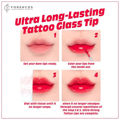 FORENCOS Tattoo Glass Lip Gloss Tint, Korean Glossy Tint/Stain, High Pigmentation, Glasting Shine, Long Lasting, Moisturizing, Lightweight, Non-Sticky Formula (06 FRANC)