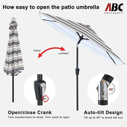 ABCCANOPY 7.5FT Outdoor Patio Umbrella, UV Protection Table Umbrella w/Crank for Easy Set Up, Suitable for Garden, Lawn, Deck & Backyard (Navy Black Stripe)