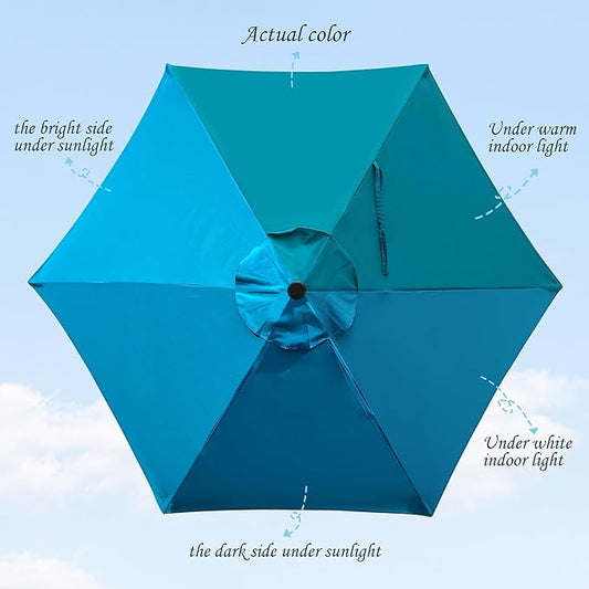 Blissun 7.5 ft Patio Umbrella, Yard Umbrella, Outdoor Market Umbrella with Push Button Tilt Crank (Cerulean)