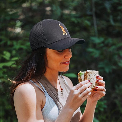 Mesh Bigfoot Hat Leather Cap for Men- Great Snapback Closure Sasquatch Hat for Hunting & Hiking