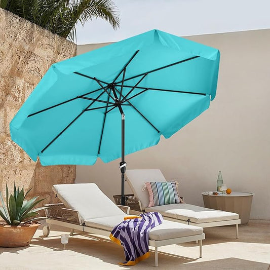 MASTERCANOPY Valance Patio Umbrella for Outdoor Table Market -8 Ribs (9ft, Turquoise)