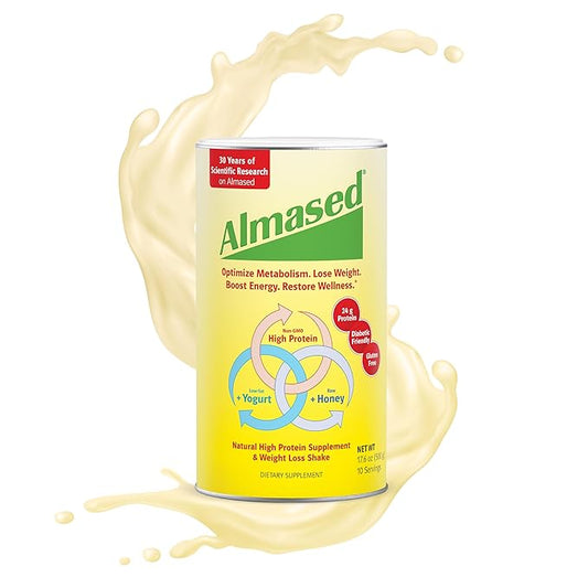 Almased Meal Replacement Shake - Low-Glycemic High Plant Base Protein Powder- Nutritional Weight Health Support Supplement - Original Flavor - 17.6 oz