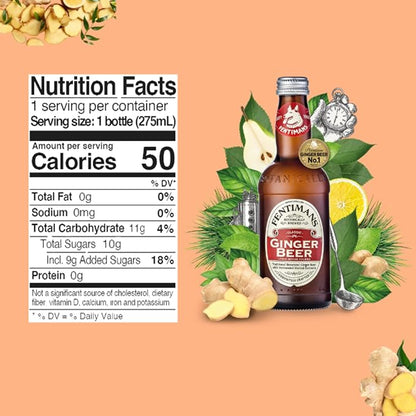 Fentimans Sparkling Ginger Beer - Ginger Ale, Ginger Beer Non Alcoholic, Craft Soda with Herbal Extracts & Natural Ingredients, Botanically Brewed - 9.3 Fl Oz (Pack of 12)