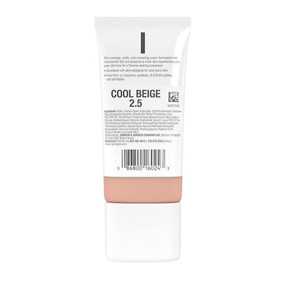 Neutrogena Clear Coverage Flawless Matte CC Cream, Full-Coverage Cool Beige, 1 oz