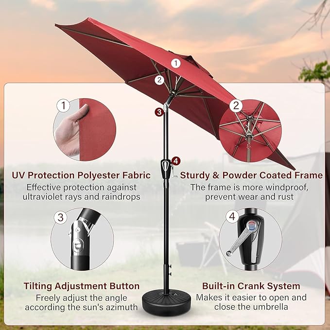 Simple Deluxe 9' Patio Umbrella Outdoor Table Market Yard Umbrella with Push Button Tilt/Crank