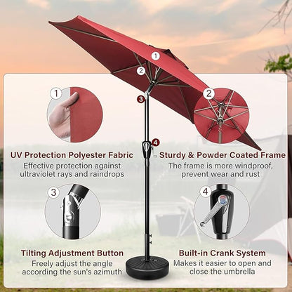 Simple Deluxe 9' Patio Umbrella Outdoor Table Market Yard Umbrella with Push Button Tilt/Crank