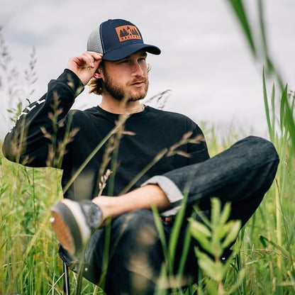Mesh Bigfoot Hat Leather Cap for Men- Great Snapback Closure Sasquatch Hat for Hunting & Hiking