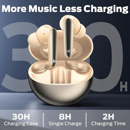 Monster N-Lite 203 AirLinks Wireless Earbuds, Bluetooth Headphones HiFi Stereo, Bluetooth Ear Buds with 30H Playback, Type-C Charging, HD Clear Call, Touch Control, IPX6 Waterproof in-Ear Earbuds
