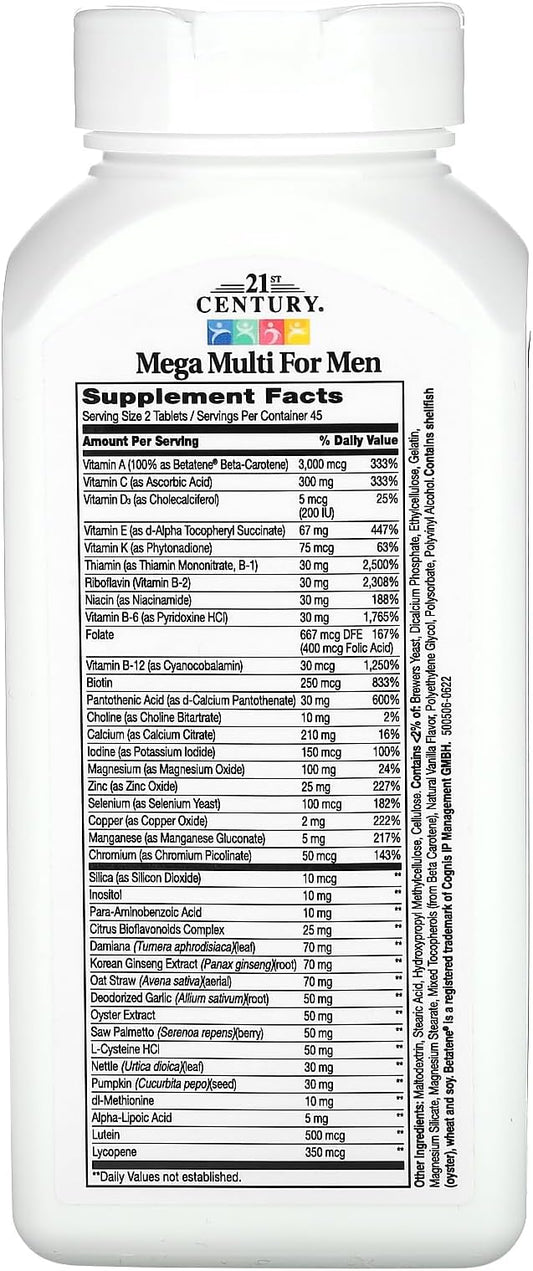 21st Century Mega Multi for Men Tablets, 90 Count