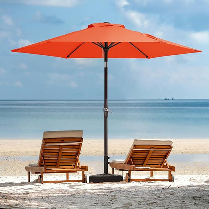 JEAREY 7.5FT Patio Umbrella Market Table Umbrella with 6 Sturdy Ribs, Push Button Tilt/Crank Outdoor Umbrella for Garden, Deck, Backyard, Pool and Beach,Orange