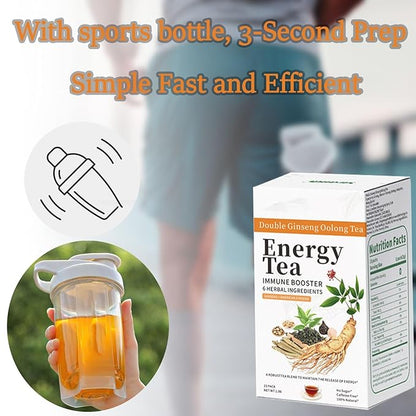 Energy Tea Immune Booster, Ginseng Oolong Tea, Chinese Ginseng Oolong Tea with Free Sports Water Bottle, Natural Ingredients, Natural health、3-Second Prep (1)