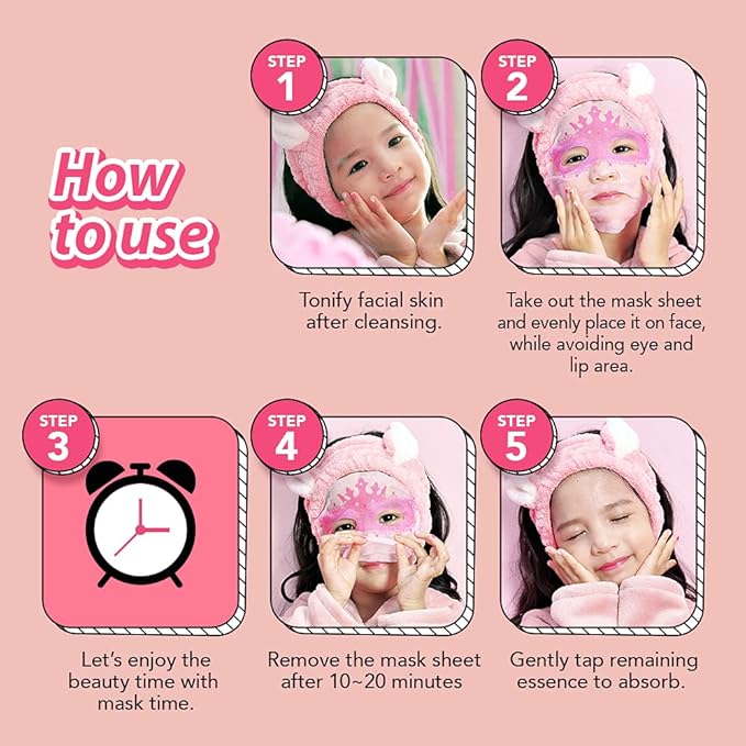 [ peach and ] Ballerina Face Mask Sheet for Kids, Children | Facial Mask made with 100% Cotton (10pcs)