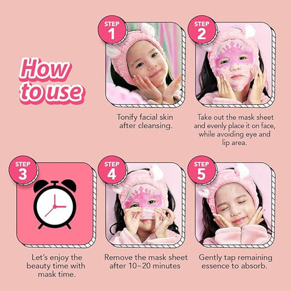 [ peach and ] Ballerina Face Mask Sheet for Kids, Children | Facial Mask made with 100% Cotton (10pcs)