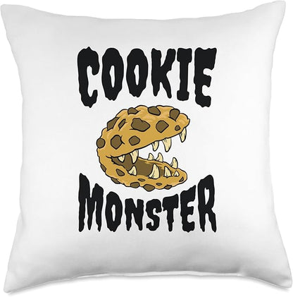Funny Cookie Monster Creature Humour Throw Pillow