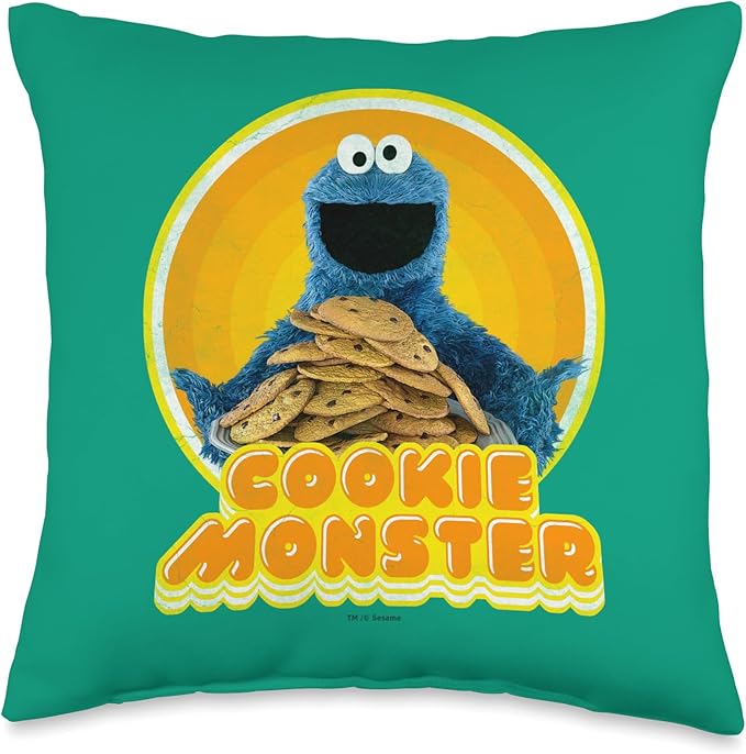 Sesame Street Cookie Monster Iron On Throw Pillow, 16x16, Multicolor