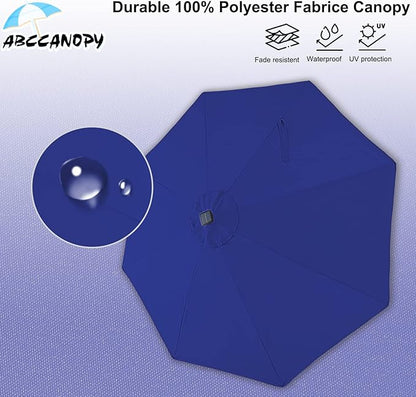 ABCCANOPY Durable Solar Led Patio Umbrellas with 32LED Lights 9FT (Royal Blue)