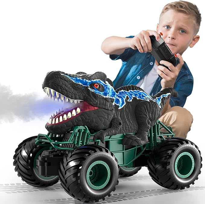 Bennol 2.4GHz Dinosaur Remote Control Car Toys for Kids Boys 4-7 5-7 8-12, RC Dinosaur Car Toys with Light, Sound, Spray, Indoor Outdoor Toys Gifts for 3 4 5 6 Year Old Boys, RC Car Toys for Boys