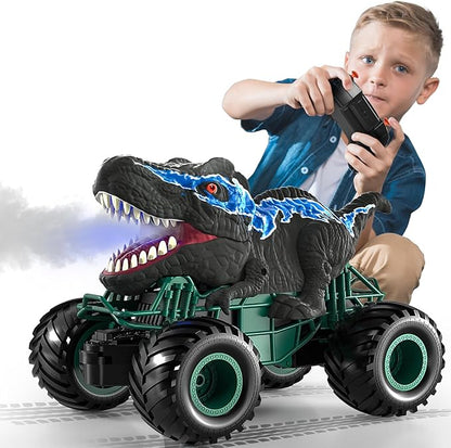Bennol 2.4GHz Dinosaur Remote Control Car Toys for Kids Boys 4-7 5-7 8-12, RC Dinosaur Car Toys with Light, Sound, Spray, Indoor Outdoor Toys Gifts for 3 4 5 6 Year Old Boys, RC Car Toys for Boys
