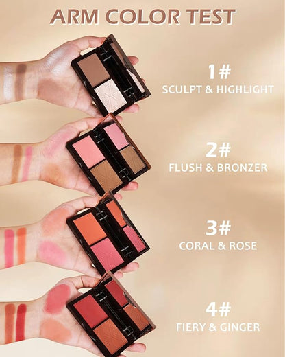 Face Contour Glitter Highlighter Powder Palette-2 in 1 for Women-01