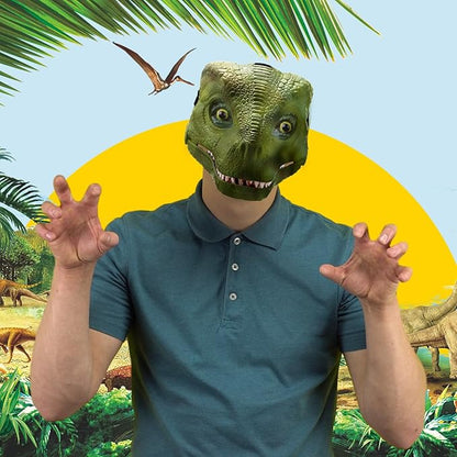 DIY White Hard Plastic Dino Mask with Paint Set,Dinosaur Mask Moving Jaw,T-rex,Jurassic for Kids