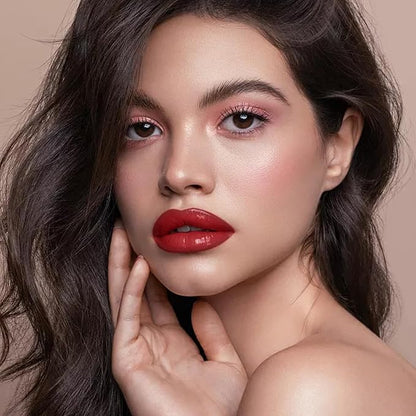 2Pcs Lipstick and Lip Liner Combo, Lip Liner and Lip Gloss Kit for Women, Matte Lip Pencil and Smooth Hydrating Lipstick with Sharpener, Non-Stick Lip Makeup Set