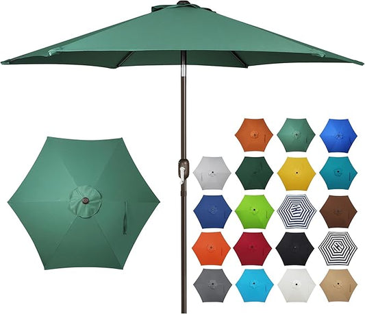 Blissun 7.5 ft Patio Umbrella, Yard Umbrella, Outdoor Market Umbrella with Push Button Tilt Crank, Seaglass