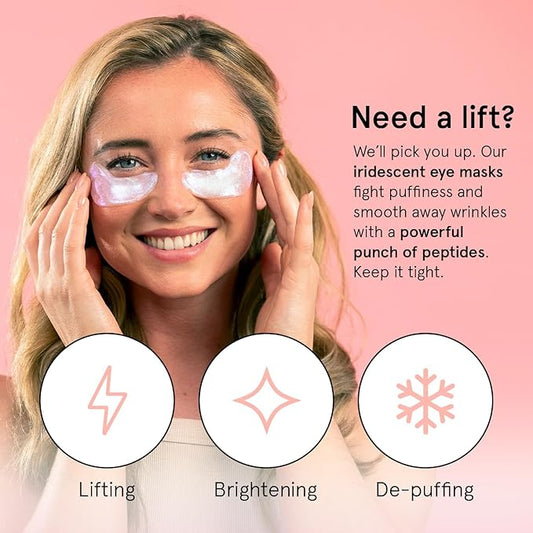 grace & stella Under Eye Patches with Peptides & Rice Extract - Firming Eye Masks for Dark Circles and Puffiness - Under Eye Mask for Firmer-Looking Skin - Vegan, Cruelty-Free (White, 6 Pairs)