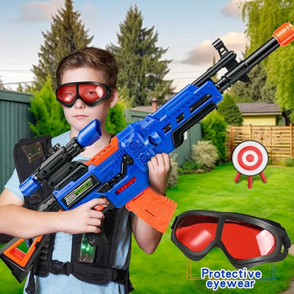 Bigpower Electric Kids Toy Sniper Rifle with Scope Tactical Vest Kit,4 in 1 Automatic Kids Sniper Rifle Toy Guns for Boys 8-12,Rifle Dart Guns for Adults，Toy Guns with Removable Magazines（2 Pieces