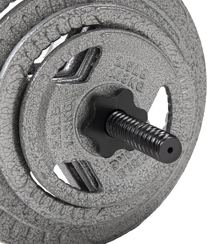 Signature Fitness Cast Iron Standard Weight Plates Including 5FT Standard 45-Pound Set (35 Pounds 10 Pounds