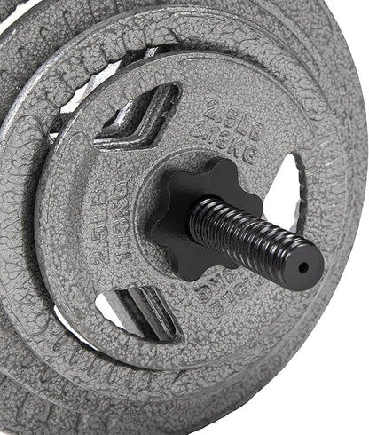 Signature Fitness Cast Iron Standard Weight Plates Including 5FT Standard 45-Pound Set (35 Pounds 10 Pounds