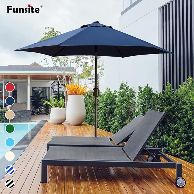7.5Ft/9Ft Patio Umbrella, UV Protect Pool Umbrella with Heavy Duty Pole,Outdoor Umbrella with Push Botton Tilt & Crank