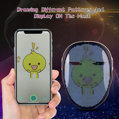 brookhaus Led Mask, Bluetooth App Controlled Halloween Masks, Luminous Mask for Adults, Light up Costumes Masks