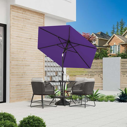 7.5FT Patio Umbrella Table Market Umbrella w/Tilt and Crank Heavy-Duty Round Outdoor Umbrellas for Garden, Deck, Backyard, Pool and Beach, Dark Purple