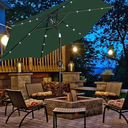 Blissun 7.5 ft Solar Umbrella, 18 LED Lighted Patio Umbrella, Table Market Umbrella