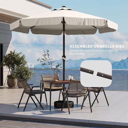 10FT Patio Umbrella Table Market Umbrella w/Tilt and Crank Outdoor Umbrellas for Garden, Deck, Backyard, Pool and Beach, Cream-White