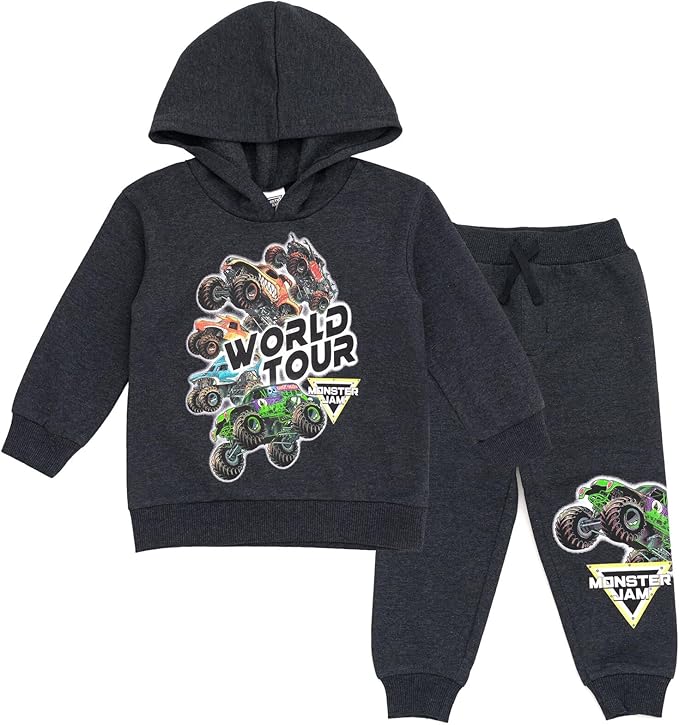 Monster Jam Grave Digger Monster Mutt Megalodon Fleece Pullover Hoodie & Pants Toddler to Big Kid