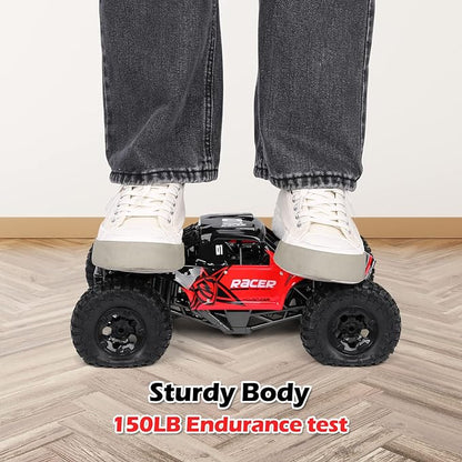 RC Trucks 4x4 Offroad Waterproof - 1:12 Scale Large Amphibious Remote Control Car, Dual Motors Crawler Vehicle, Monster Toys with 3 Rechargeable Batteries, Best Gift for Kids Adults