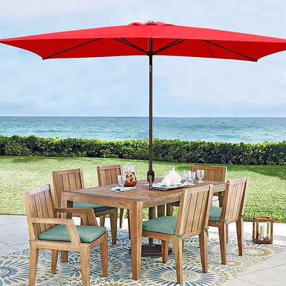 Blissun Rectangular Patio Umbrella, Table Market Umbrella with Tilt and Crank, Outdoor Umbrella for Garden, Deck, Backyard, Pool and Beach