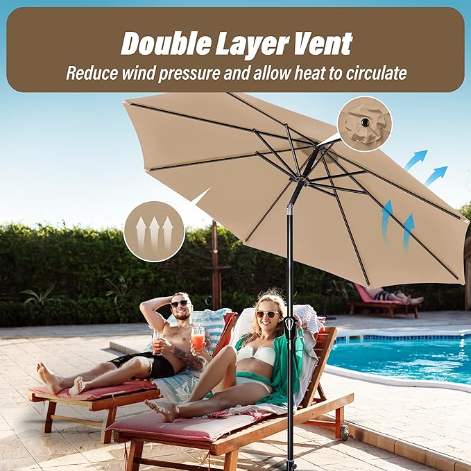 Simple Deluxe 9' Patio Umbrella Outdoor Table Market Yard Umbrella with Push Button Tilt/Crank