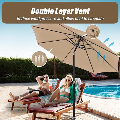 Simple Deluxe 9' Patio Umbrella Outdoor Table Market Yard Umbrella with Push Button Tilt/Crank