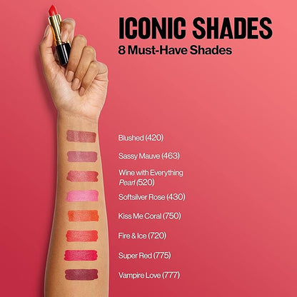 REVLON Super Lustrous Lipstick, Lip Makeup Gift, Stocking Stuffers for Women, Creamy, Moisturized Feel in Reds & Corals, Fearless (774), 0.15 oz (Pack of 5)