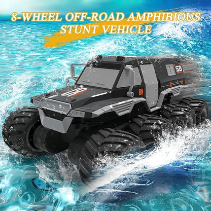 Amphibious Remote Control Car 1: 12 8WD, RC Monster Truck Toys, 2.4G RC Rock Crawler Off Road RC Car Toys for 7 8 9 10 11 12 Year Old Boys/Girls 4+, Gift Birthday Christmas