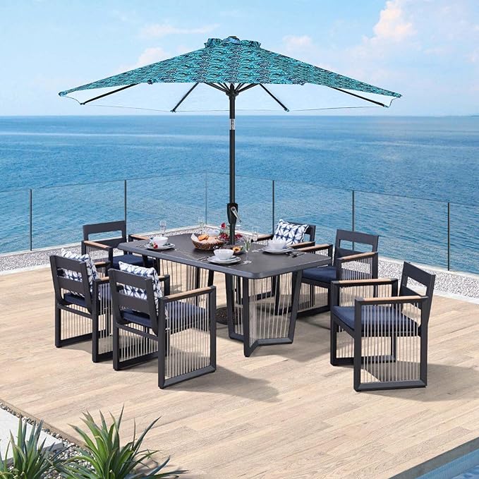 ABCCANOPY 9FT Outdoor Patio Umbrella, 8 Ribs Table Umbrella w/Crank for Easy Set Up, Suitable for Garden, Lawn, Deck & Backyard (Grass Green)