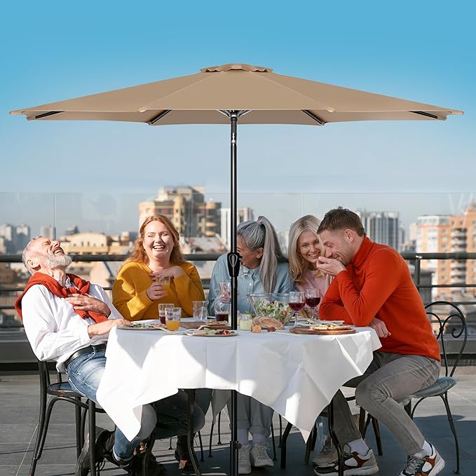Simple Deluxe 9' Patio Umbrella Outdoor Table Market Yard Umbrella with Push Button Tilt/Crank