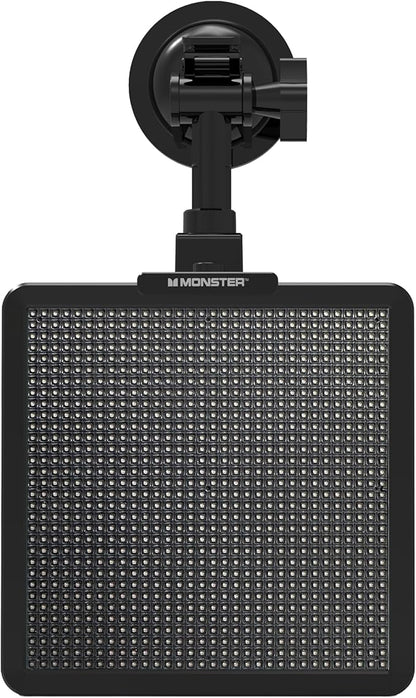Monster Smart Pixel Display Screen for Cars, App Controlled Custom LED Text Pattern & Animation Screen, Sound Reactive, USB Powered, 6x6 in, 32x32 Pixels, Full Color Mobile Advertising & Ride Sharing