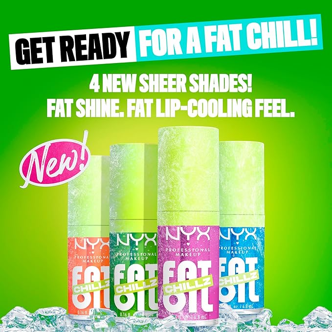 NYX PROFESSIONAL MAKEUP Fat Oil Chillz, Moisturizing, Shiny and Vegan Tinted Lip Gloss - Citrus Chiller (Sheer Orange)