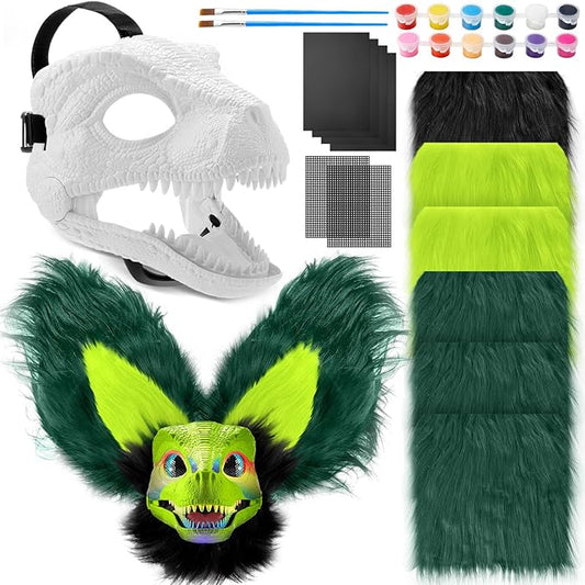 13 Pcs DIY Dino Mask Kit Hard Plastic Dinosaur Mask Furry Therian Dino Costume Kit Animal Dinosaur Party Costume