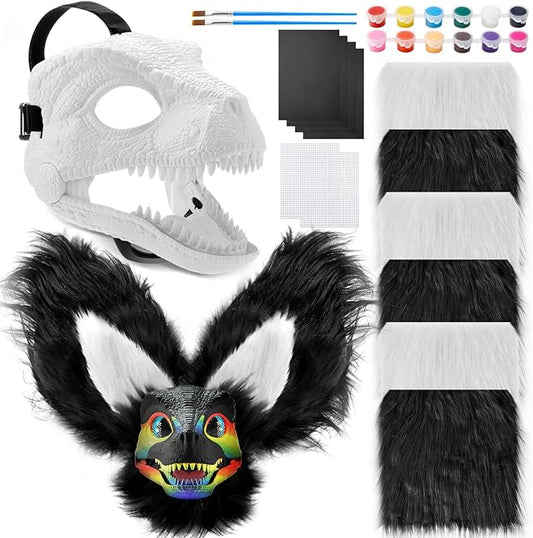 13 Pcs DIY Dino Mask Kit Hard Plastic Dinosaur Mask Furry Therian Dino Costume Kit Animal Dinosaur Party Costume