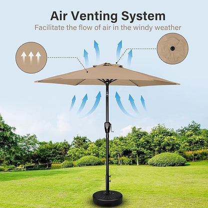Simple Deluxe 9' Patio Umbrella Outdoor Table Market Yard Umbrella with Push Button Tilt/Crank